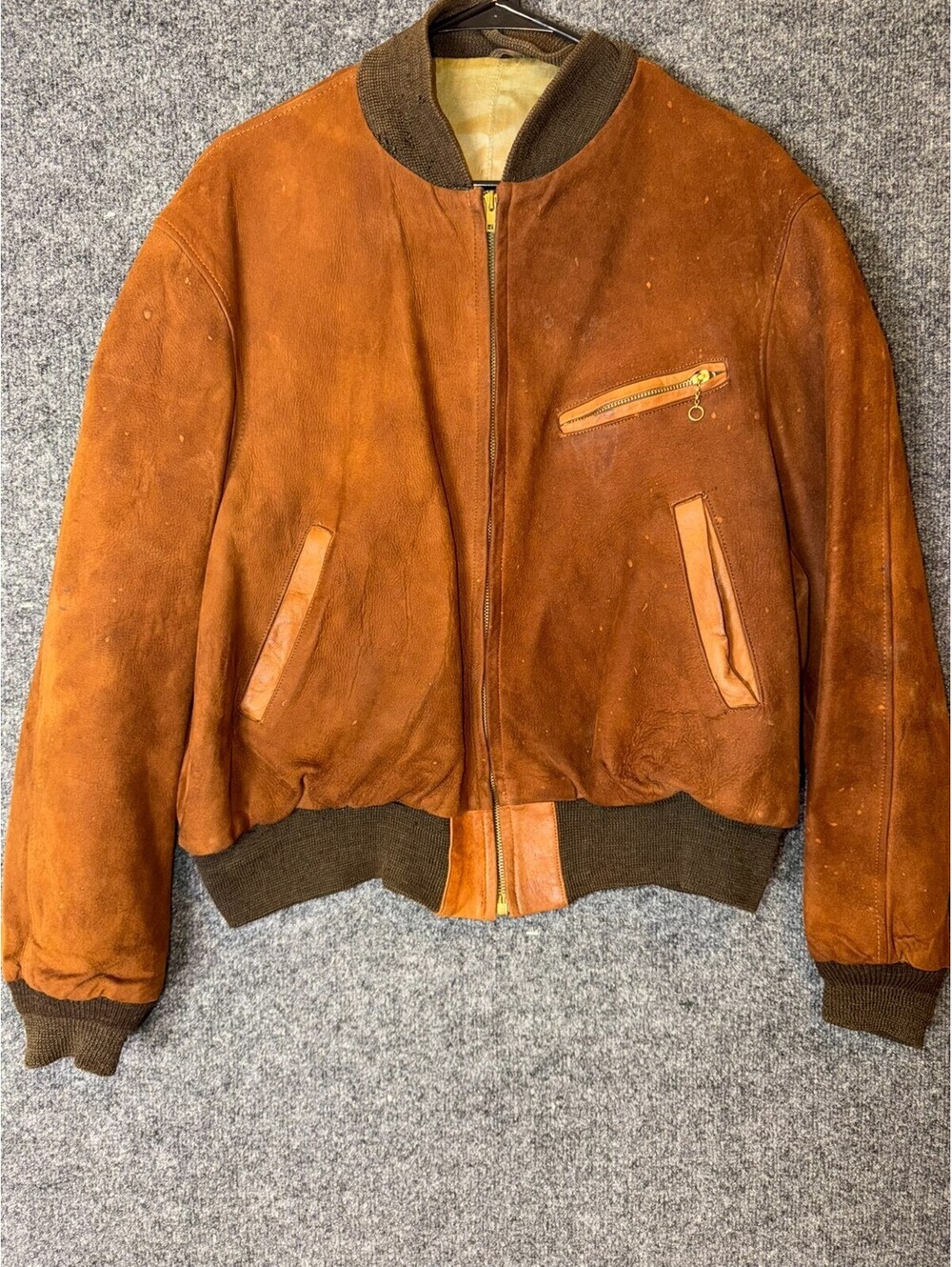 Vintage Gean Edwards Milwaukee Suede Leather Bomber Jacket Brown Sz 36 Union Mad